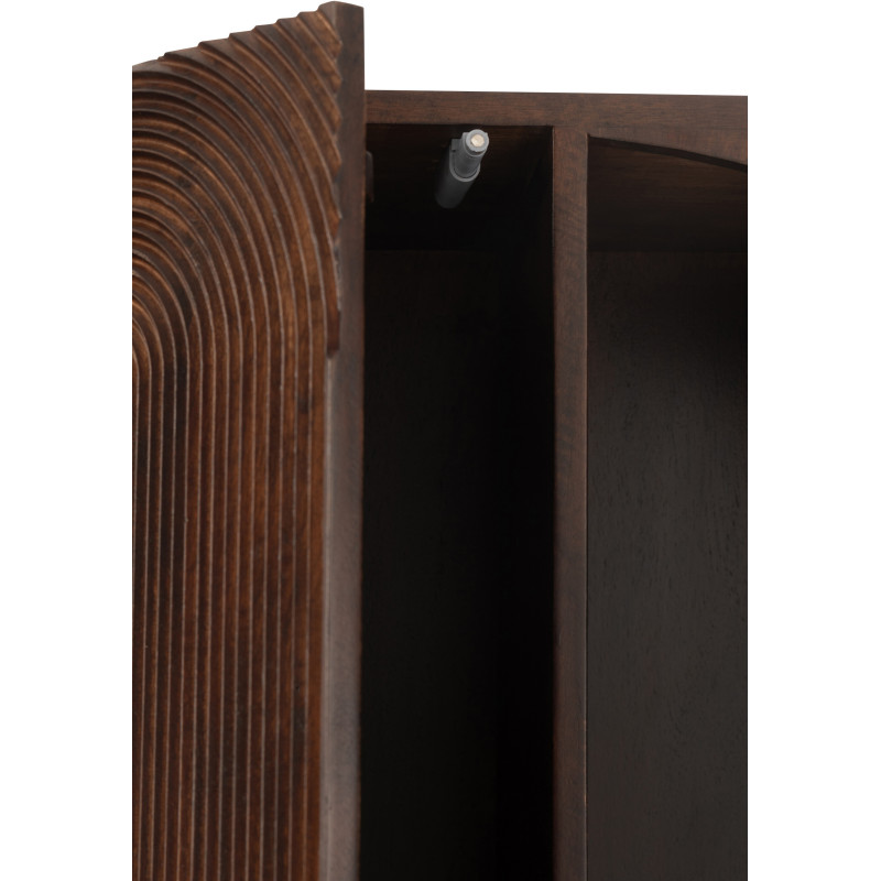 Bibliothèque moderne 1 porte 7 niches en Bois de manguier Marron Métal Noir Mode - 9