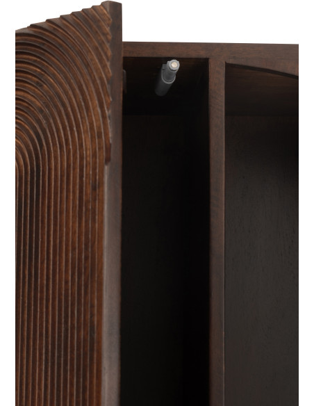 Bibliothèque moderne 1 porte 7 niches en Bois de manguier Marron Métal Noir Mode - 9