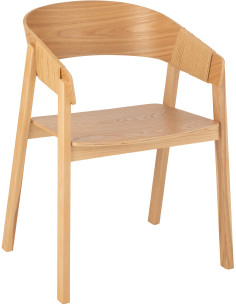 Fauteuil de table moderne en Bois de frêne Corde Naturel Naga - 1