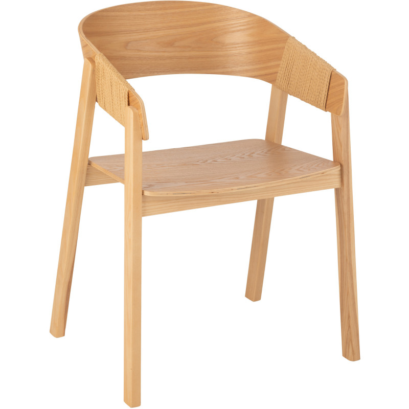 Fauteuil de table moderne en Bois de frêne Corde Naturel Naga - 1