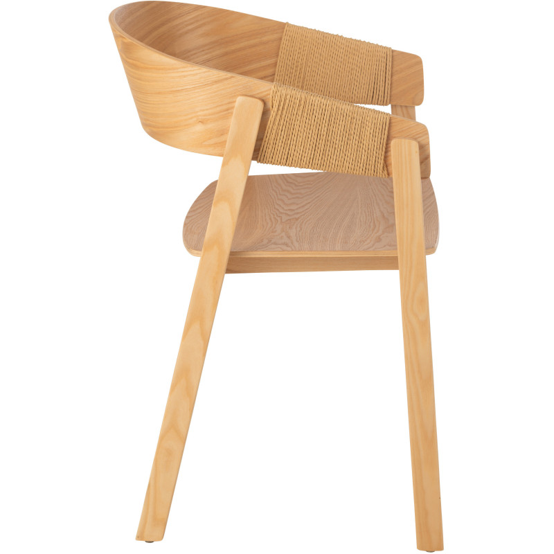 Fauteuil de table moderne en Bois de frêne Corde Naturel Naga - 3
