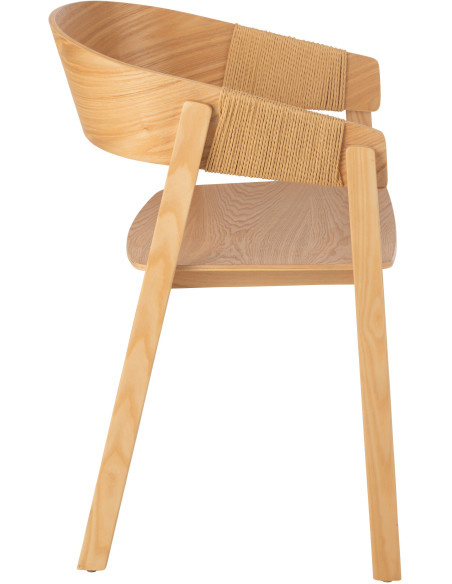 Fauteuil de table moderne en Bois de frêne Corde Naturel Naga - 3