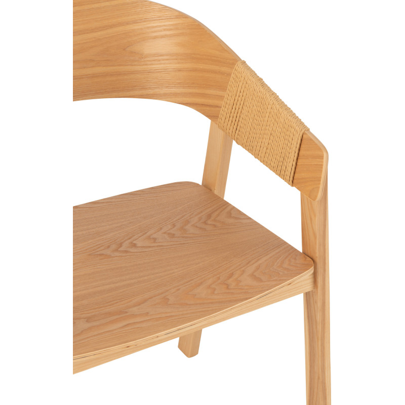 Fauteuil de table moderne en Bois de frêne Corde Naturel Naga - 6