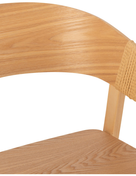 Fauteuil de table moderne en Bois de frêne Corde Naturel Naga - 7