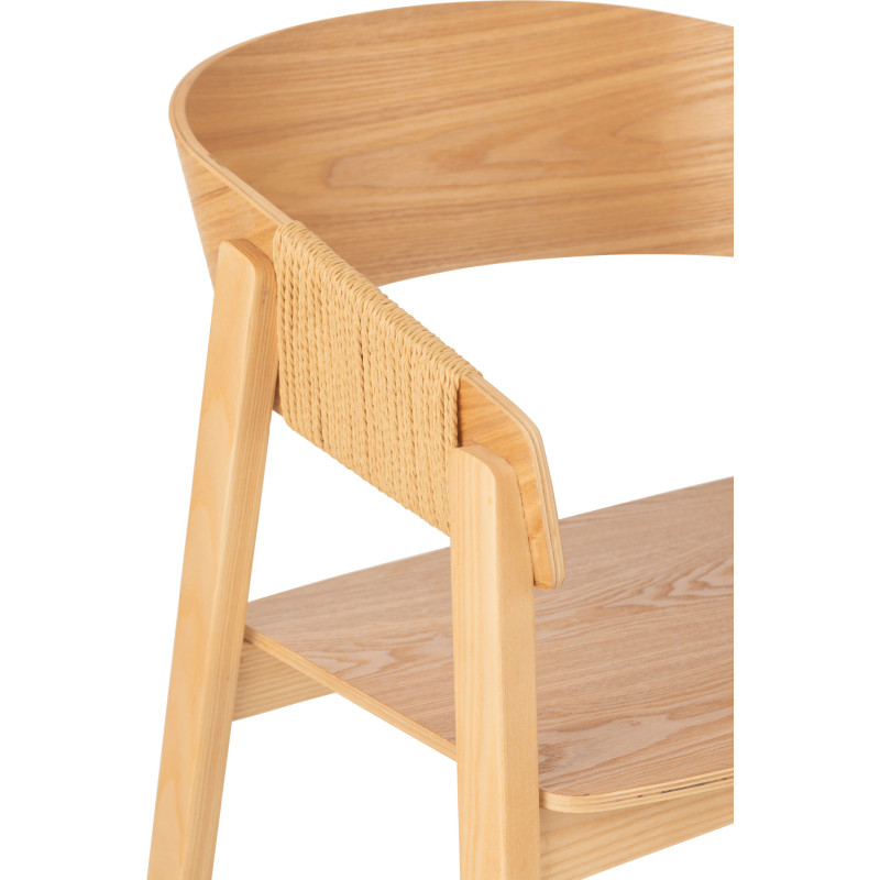 Fauteuil de table moderne en Bois de frêne Corde Naturel Naga - 8
