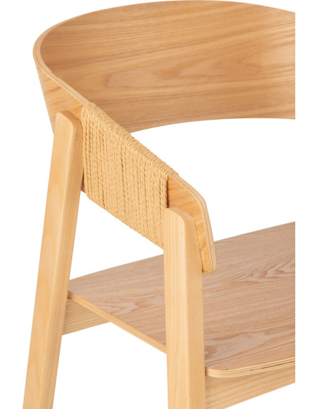 Fauteuil de table moderne en Bois de frêne Corde Naturel Naga - 8