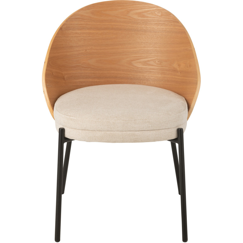 Chaise design en Tissu Beige Bois Naturel Métal Noir Lone - 2