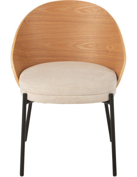 Chaise design en Tissu Beige Bois Naturel Métal Noir Lone - 2