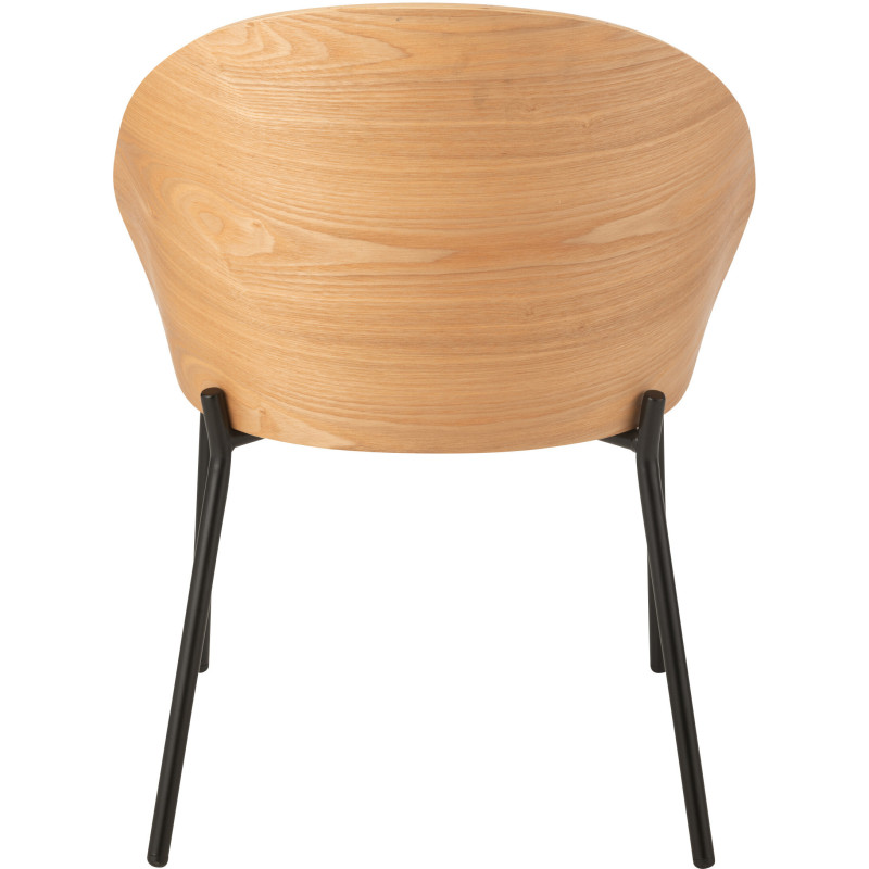 Chaise design en Tissu Beige Bois Naturel Métal Noir Lone - 4