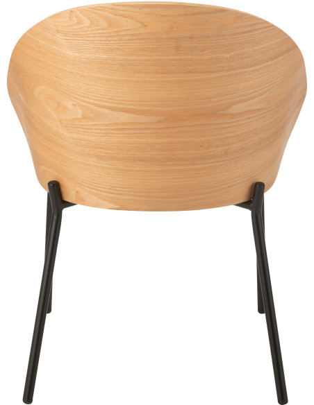 Chaise design en Tissu Beige Bois Naturel Métal Noir Lone - 4