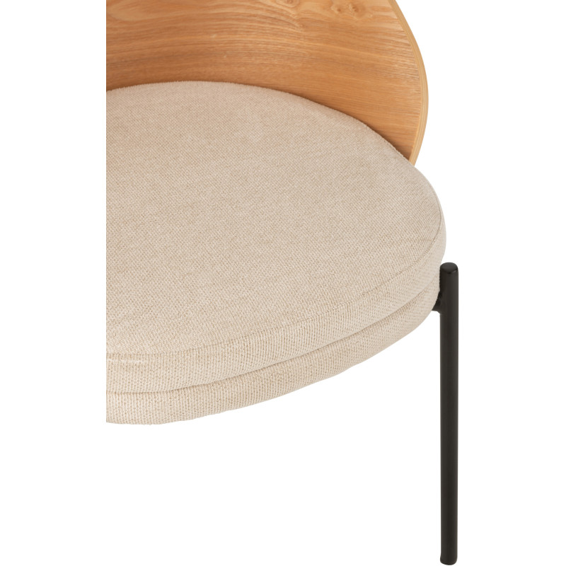 Chaise design en Tissu Beige Bois Naturel Métal Noir Lone - 6