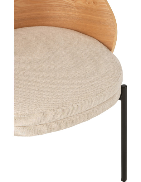 Chaise design en Tissu Beige Bois Naturel Métal Noir Lone - 6
