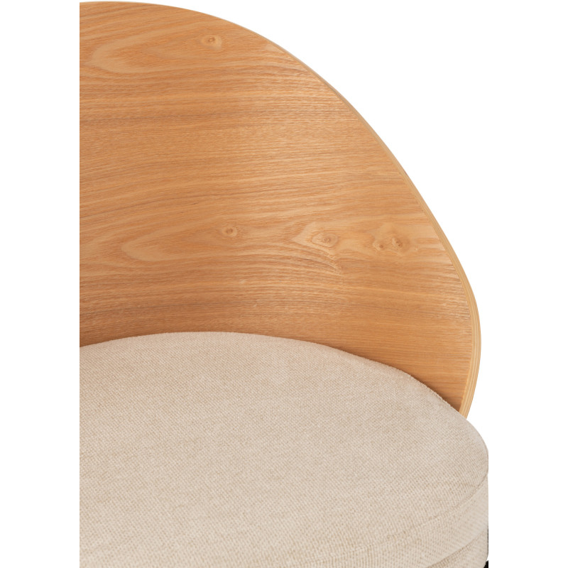 Chaise design en Tissu Beige Bois Naturel Métal Noir Lone - 7