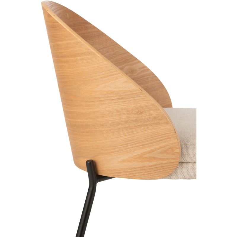 Chaise design en Tissu Beige Bois Naturel Métal Noir Lone - 8