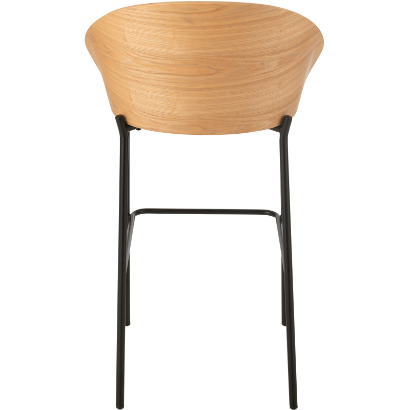 Tabouret de bar design en Tissu Beige Bois Naturel Métal Noir Lone - 4