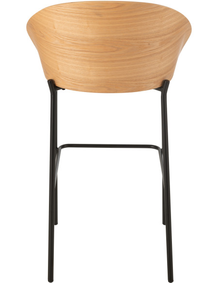 Tabouret de bar design en Tissu Beige Bois Naturel Métal Noir Lone - 4
