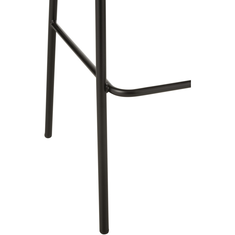 Tabouret de bar design en Tissu Beige Bois Naturel Métal Noir Lone - 5