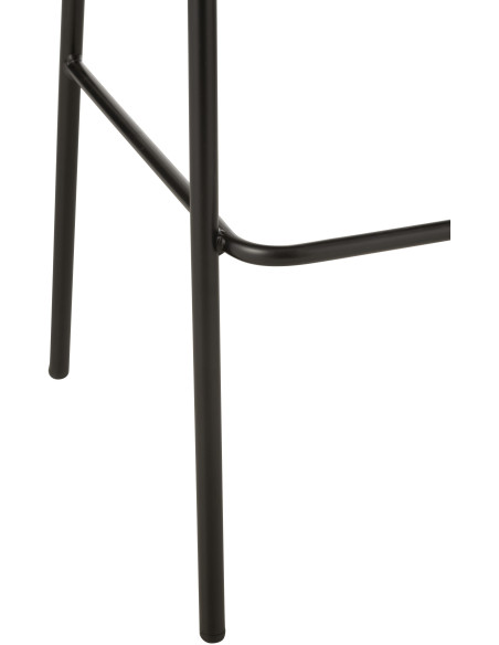 Tabouret de bar design en Tissu Beige Bois Naturel Métal Noir Lone - 5