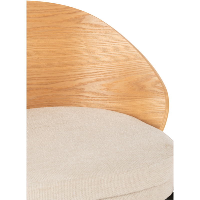 Tabouret de bar design en Tissu Beige Bois Naturel Métal Noir Lone - 7