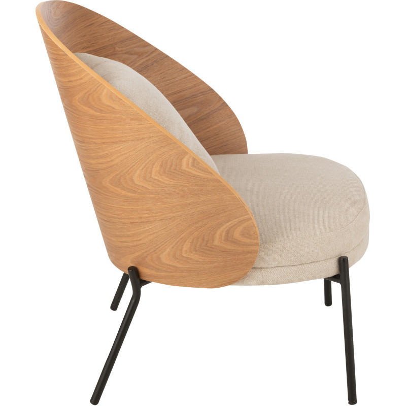 Fauteuil lounge en Tissu Beige Bois Naturel Métal Noir Lone - 3