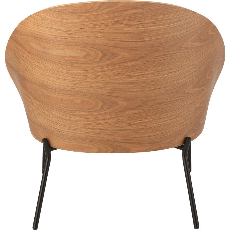 Fauteuil lounge en Tissu Beige Bois Naturel Métal Noir Lone - 4