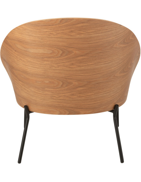 Fauteuil lounge en Tissu Beige Bois Naturel Métal Noir Lone - 4