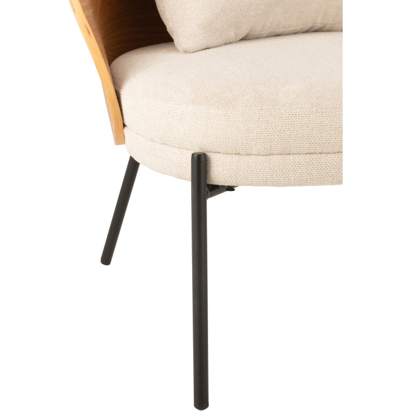 Fauteuil lounge en Tissu Beige Bois Naturel Métal Noir Lone - 5
