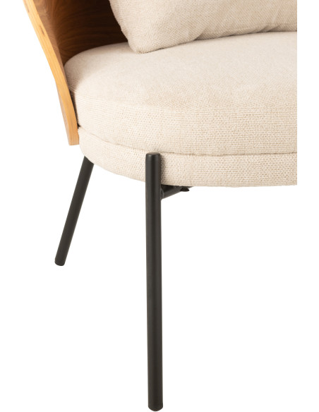 Fauteuil lounge en Tissu Beige Bois Naturel Métal Noir Lone - 5