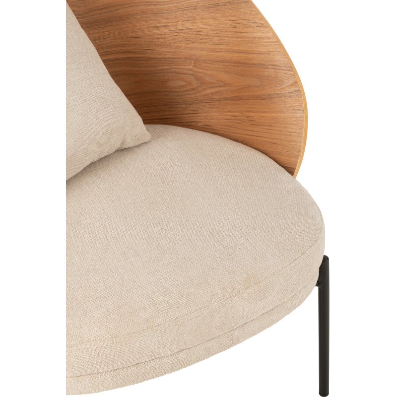 Fauteuil lounge en Tissu Beige Bois Naturel Métal Noir Lone - 6