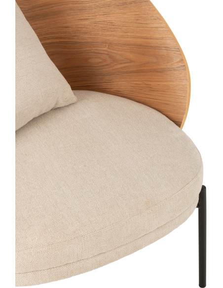 Fauteuil lounge en Tissu Beige Bois Naturel Métal Noir Lone - 6