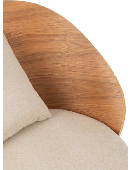 Fauteuil lounge en Tissu Beige Bois Naturel Métal Noir Lone - 7