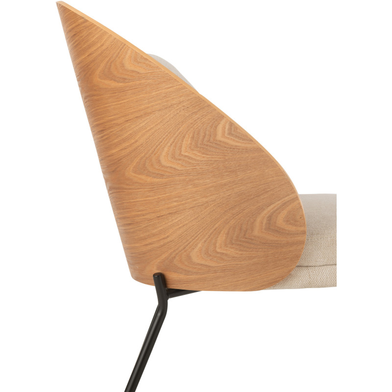 Fauteuil lounge en Tissu Beige Bois Naturel Métal Noir Lone - 8