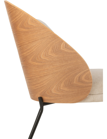 Fauteuil lounge en Tissu Beige Bois Naturel Métal Noir Lone - 8