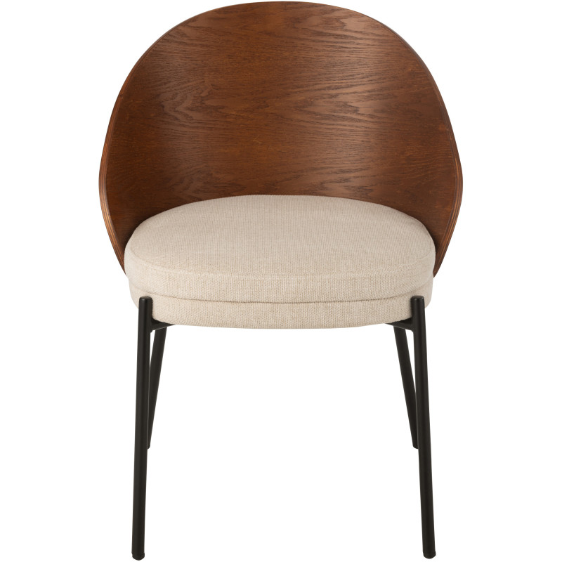 Chaise design en Tissu Beige Bois Marron Métal Noir Lone - 2