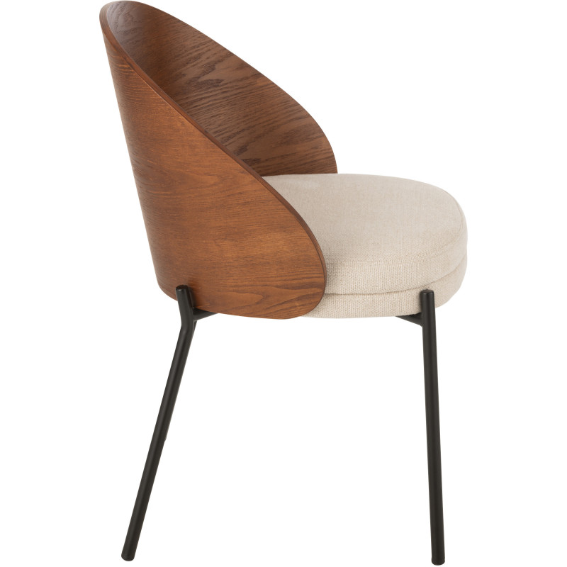 Chaise design en Tissu Beige Bois Marron Métal Noir Lone - 3