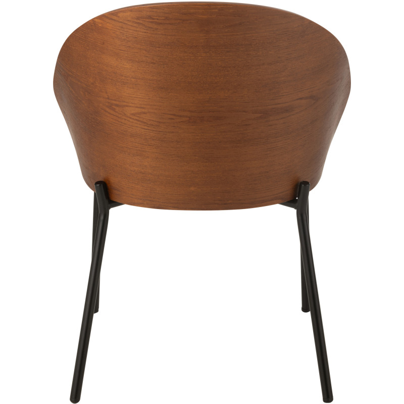 Chaise design en Tissu Beige Bois Marron Métal Noir Lone - 4