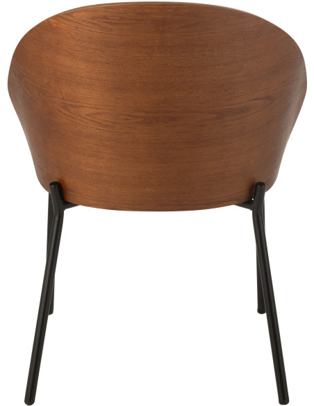 Chaise design en Tissu Beige Bois Marron Métal Noir Lone - 4