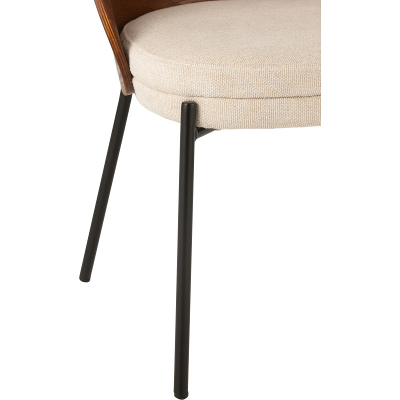 Chaise design en Tissu Beige Bois Marron Métal Noir Lone - 5