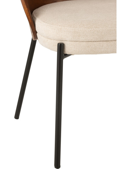 Chaise design en Tissu Beige Bois Marron Métal Noir Lone - 5