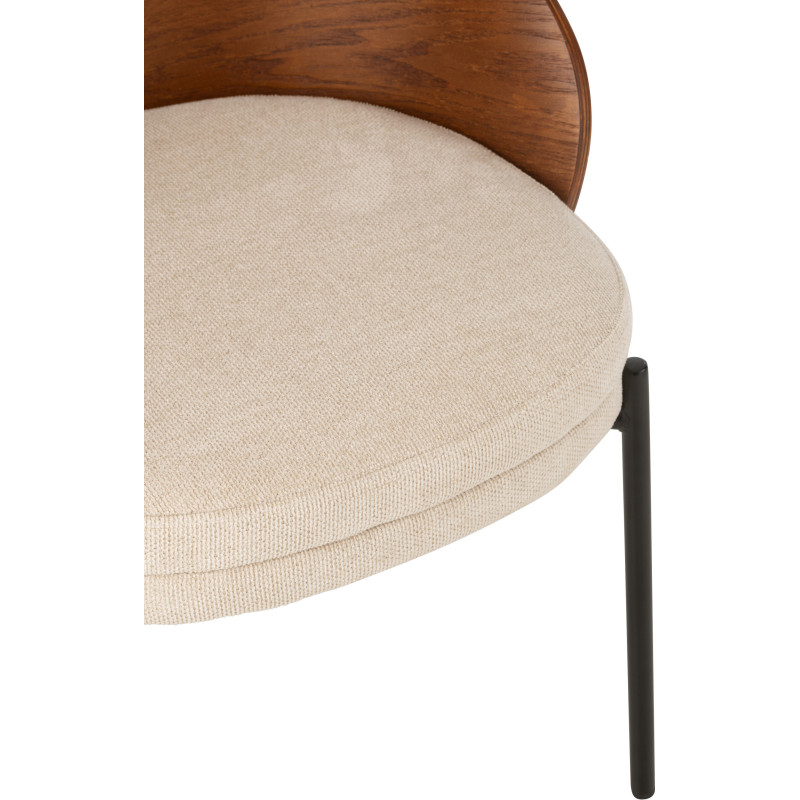 Chaise design en Tissu Beige Bois Marron Métal Noir Lone - 6