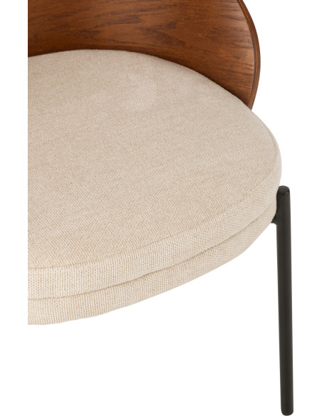 Chaise design en Tissu Beige Bois Marron Métal Noir Lone - 6