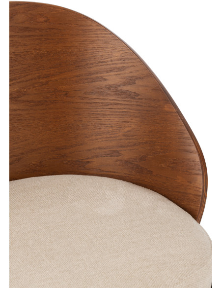 Chaise design en Tissu Beige Bois Marron Métal Noir Lone - 7