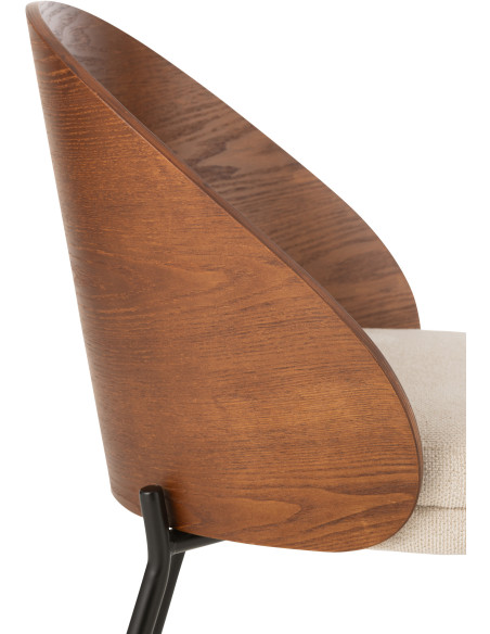 Chaise design en Tissu Beige Bois Marron Métal Noir Lone - 8