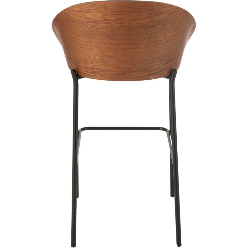 Tabouret de bar design en Tissu Beige Bois Marron Métal Noir Lone - 4