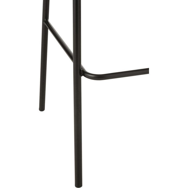 Tabouret de bar design en Tissu Beige Bois Marron Métal Noir Lone - 5