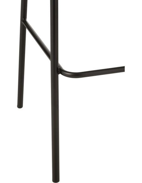 Tabouret de bar design en Tissu Beige Bois Marron Métal Noir Lone - 5