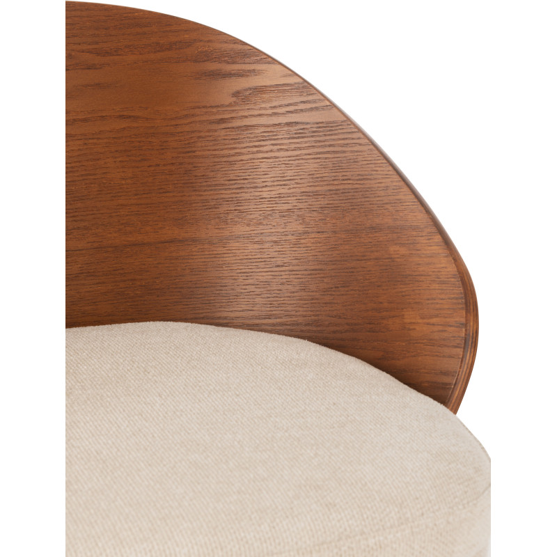 Tabouret de bar design en Tissu Beige Bois Marron Métal Noir Lone - 7