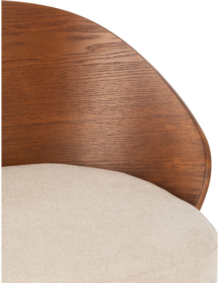 Tabouret de bar design en Tissu Beige Bois Marron Métal Noir Lone - 7