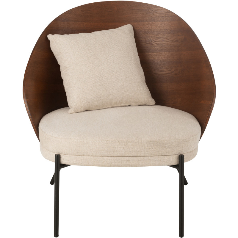 Fauteuil lounge en Tissu Beige Bois Marron Métal Noir Lone - 3