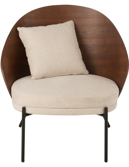 Fauteuil lounge en Tissu Beige Bois Marron Métal Noir Lone - 3